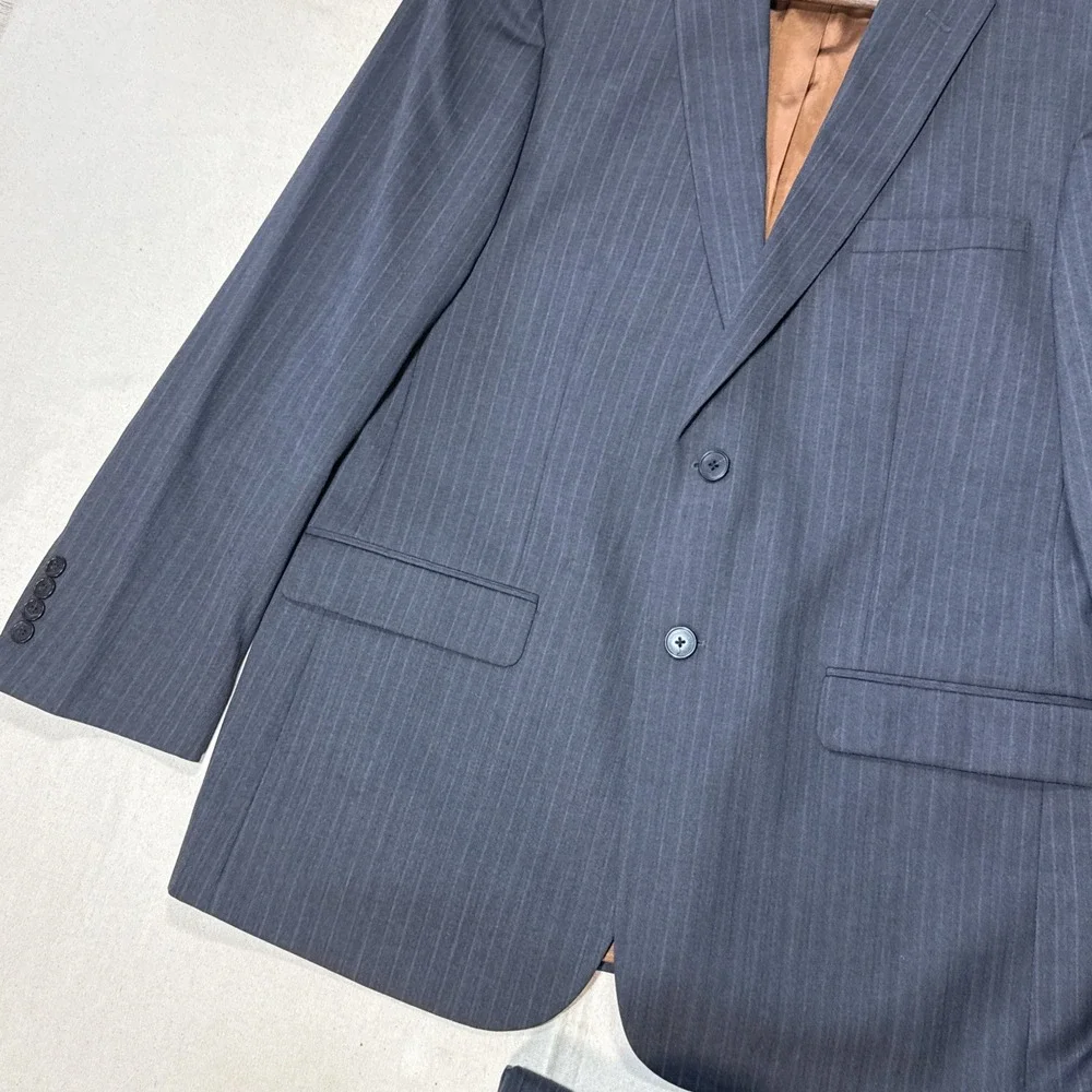 Jos. A. Bank Joseph Slim Fit Suit 41R W32 L31 Charcoal Grey Pinstripe 100% Wool